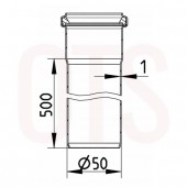 811.050.050 - 500mm Straight Pipe Stainless Ø50 Push Fit