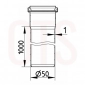 811.100.050 - 1000mm Straight Stainless Pipe Ø50 Push Fit