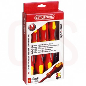7 Piece Slotted / Philips Screwdriver Set with VDE 1000V Insulated C-Plus Handle